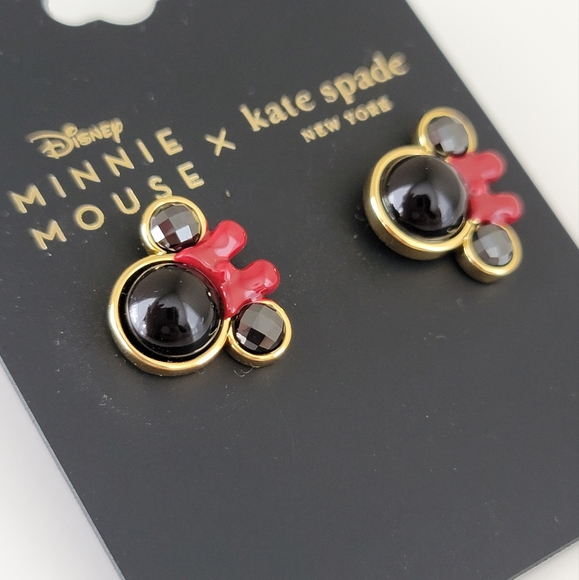 New Kate Spade Disney Minnie Mouse Stud Earrings with Gift Receipt - Picture 3 of 7